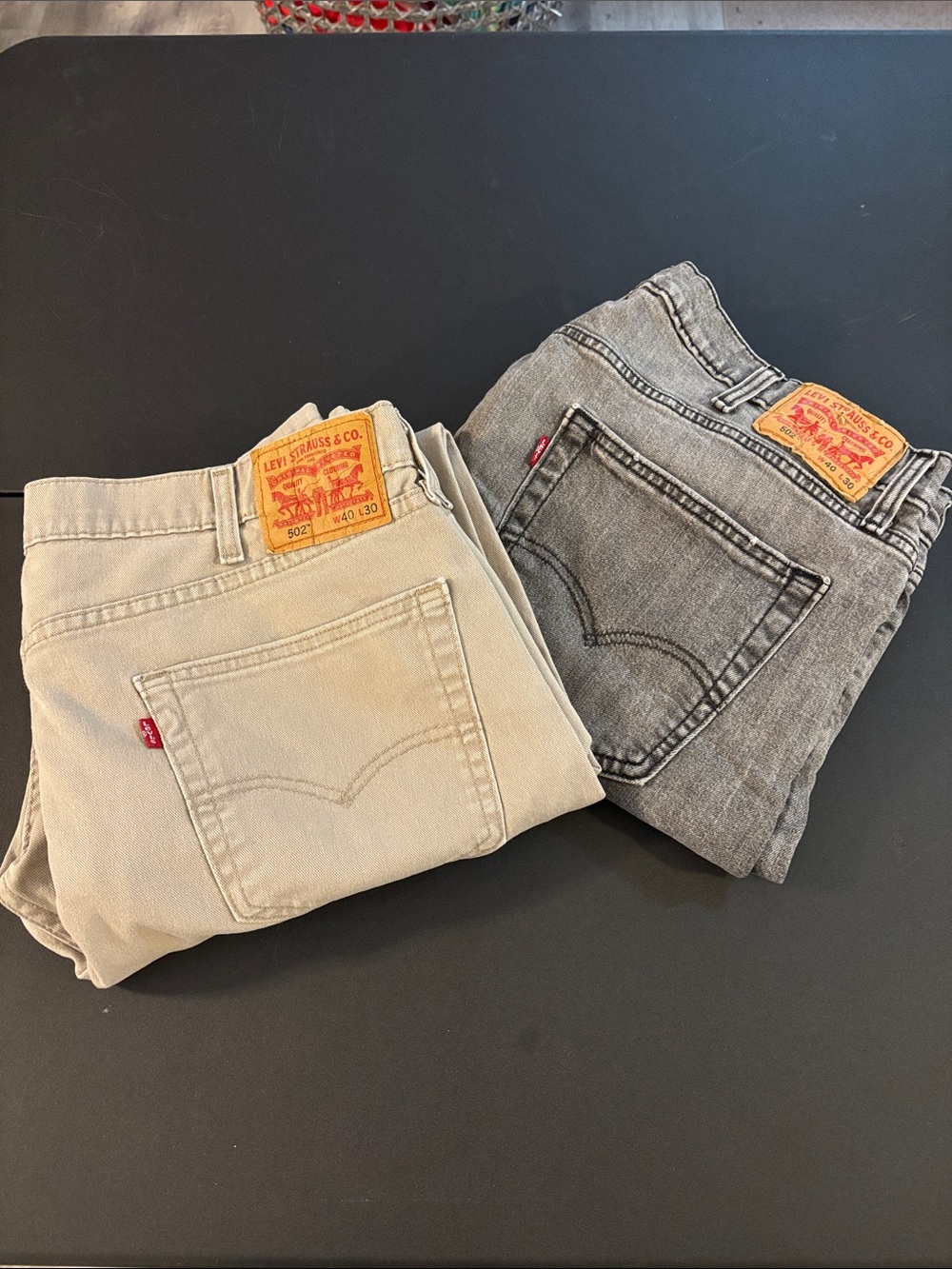 Levi's 502 Men's Straight Jeans - Beige and Gray Pair 40x30